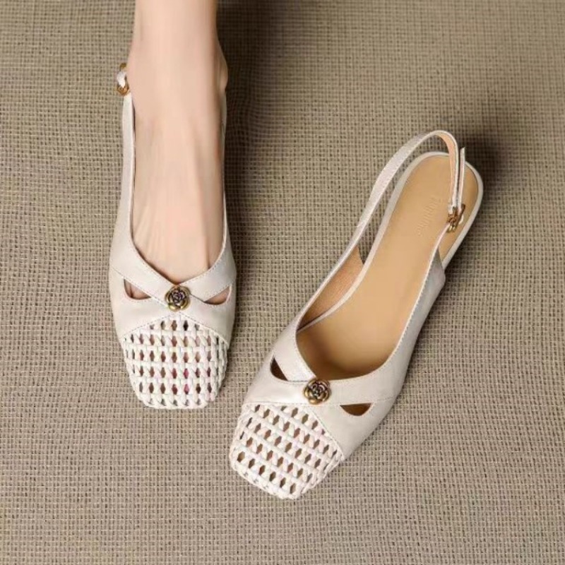 Women'S Shoes And Accessories - Women's French-style closed-toe sandals, chunky heel,