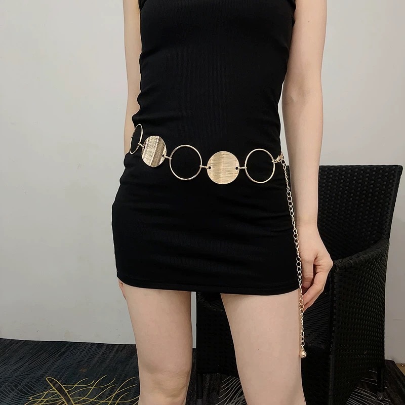 Women'S Jeans Accessories Chain - Western Metal Ring Waist Chain Women